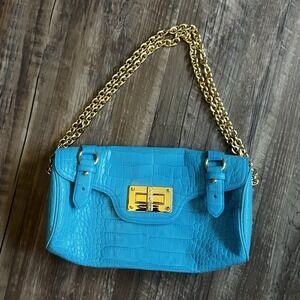 Super Rare Lauren Ralph Lauren Tiffany Blue Iconic Ltd Edition Leather Purse Bag